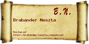 Brabander Neszta névjegykártya
